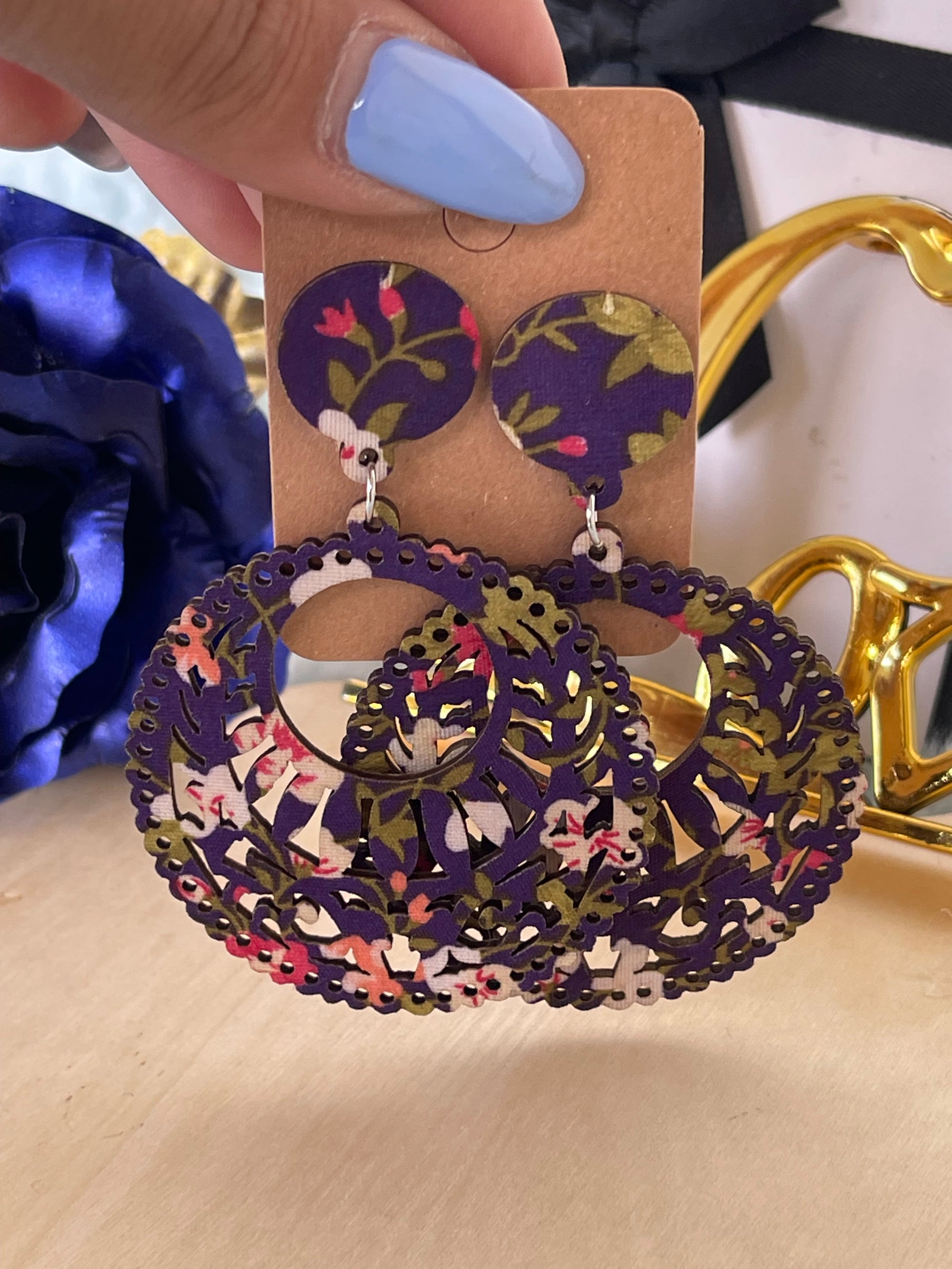 Orecchini Amany Lobo Pendenti In Legno Stile Etnico Bohémien