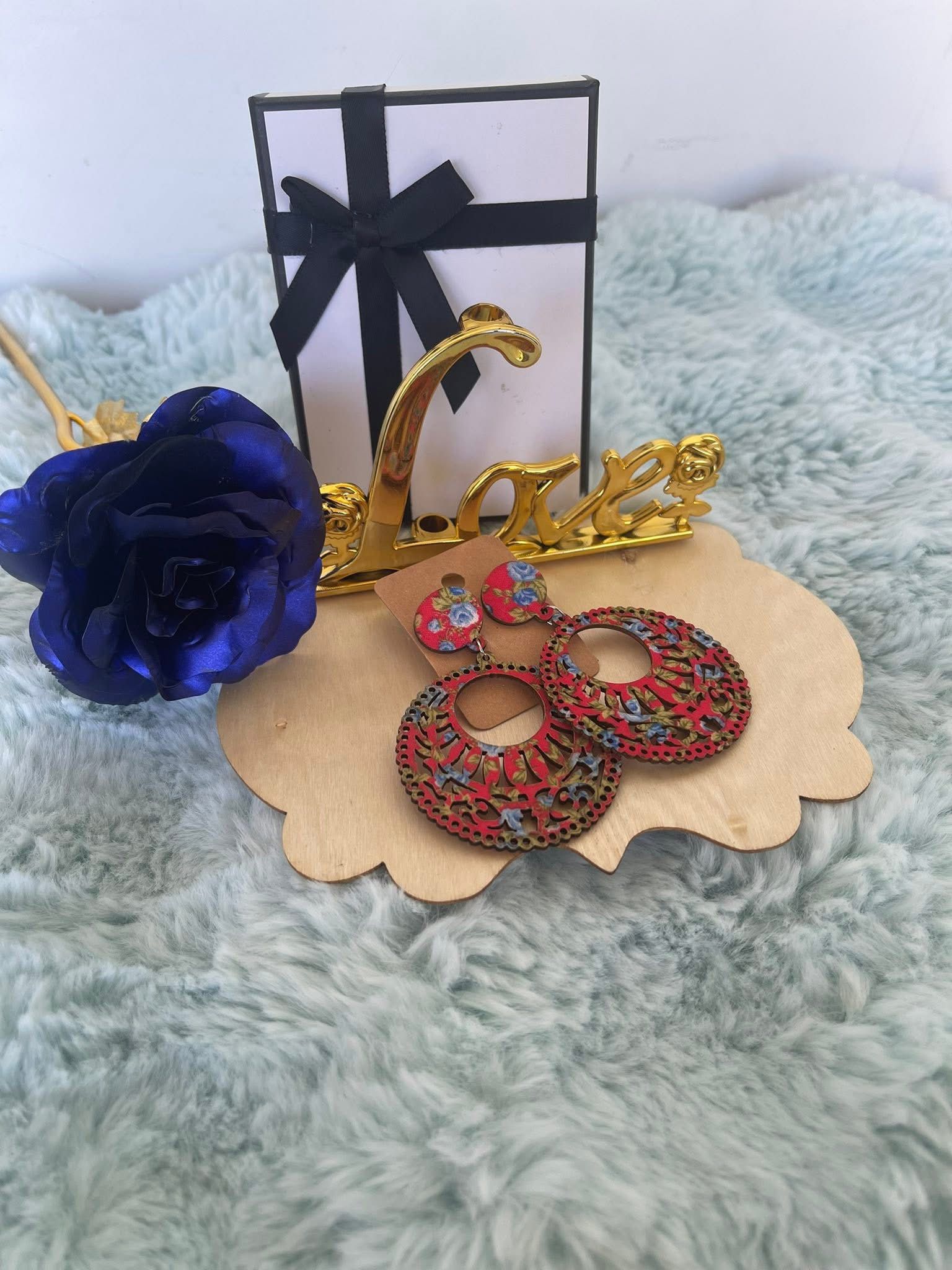 Orecchini Amany Lobo Pendenti In Legno Stile Etnico Bohémien