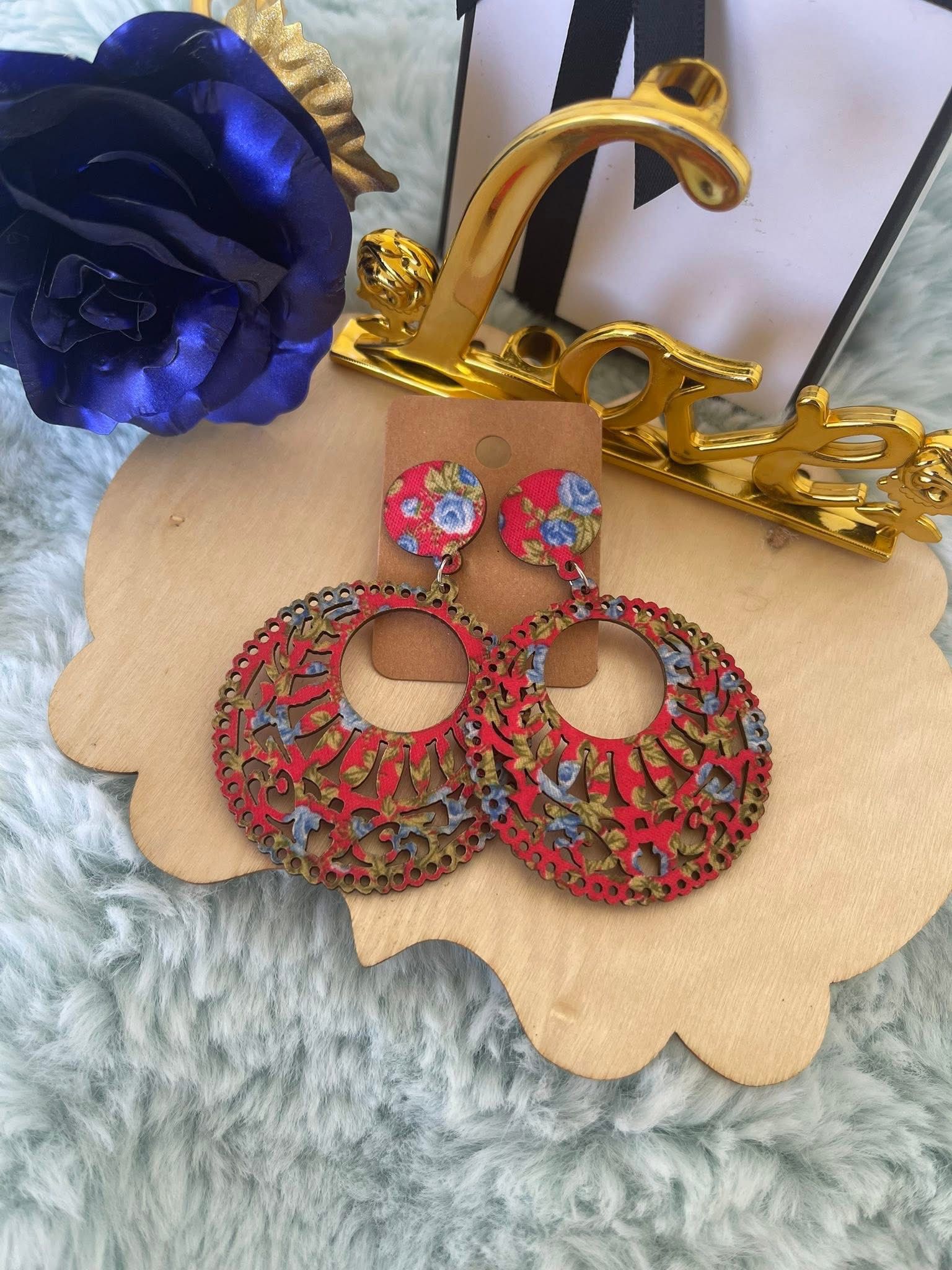 Orecchini Amany Lobo Pendenti In Legno Stile Etnico Bohémien