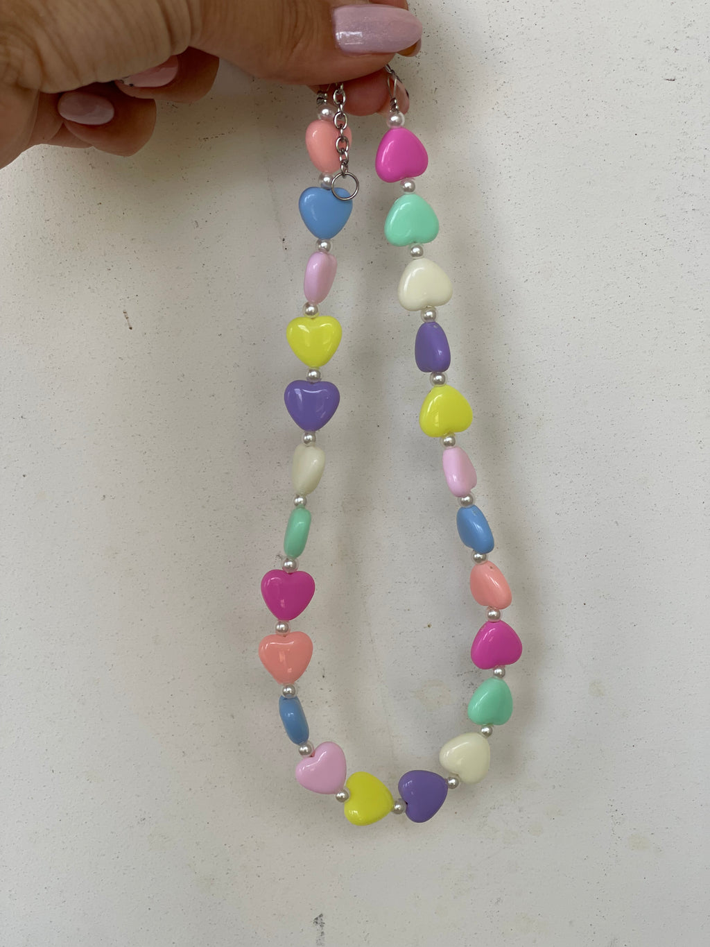 Collana Amélie Cuori Pastello e Acciaio Inossidabile - Handemade