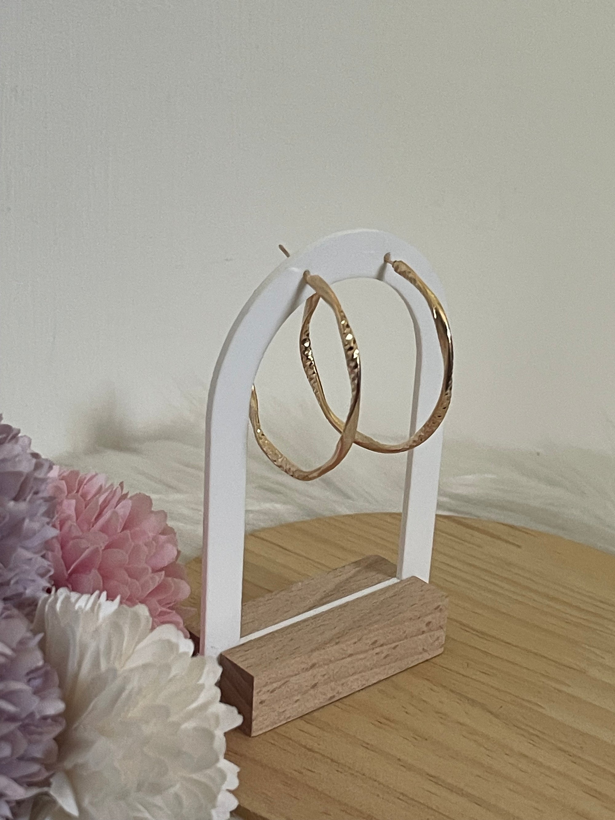 Orecchini Aria Hoops a Cerchio Martellati in Acciaio Inossidabile - Cerchi Intrecciati Oro e Argento Impermeabili