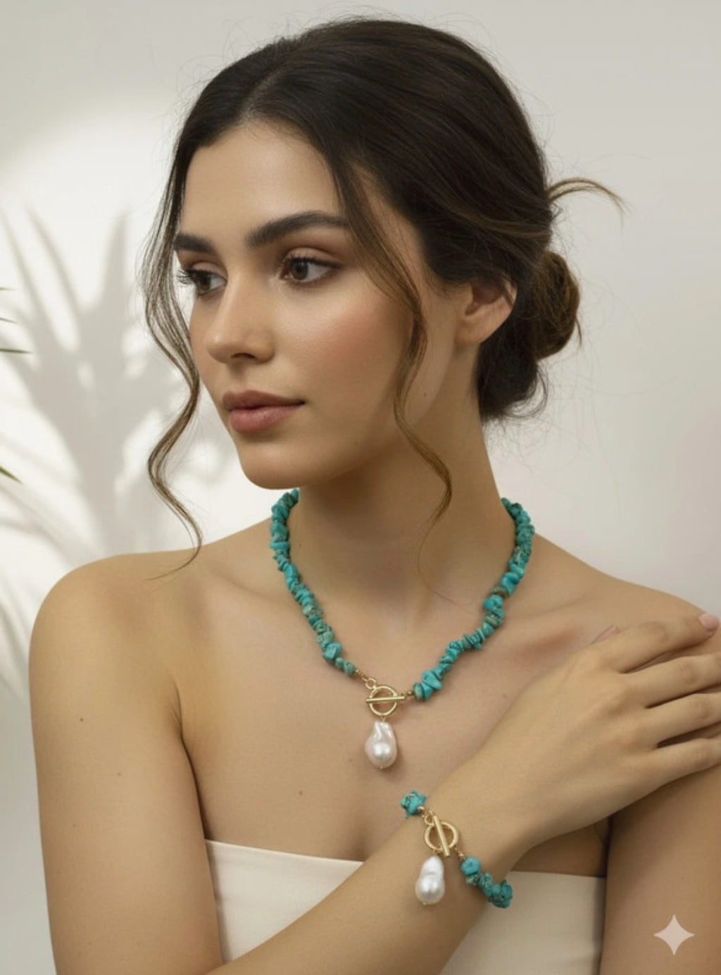 Pietra Turchese e Perla Barocca: Parure Collana e Bracciale, Protezione e Stile Unici