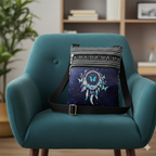 Borsa a Tracolla Etnica Dreamcatcher - Messenger Bag con Farfalle Blu e 2 Zip