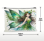 Pochette Trucchi in Tela "Fata della Foresta" – Beauty Case Elegante e Capiente – 22x18 cm
