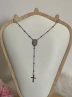 Collana Rosario Via Lucis in Acciaio Inossidabile con Perline e Croce