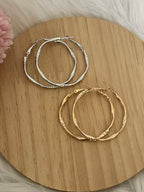 Orecchini Aria Hoops a Cerchio Martellati in Acciaio Inossidabile - Cerchi Intrecciati Oro e Argento Impermeabili