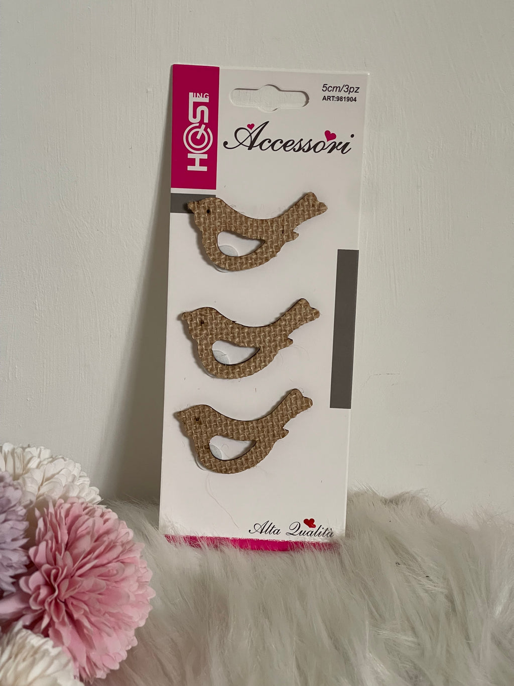Set 3 Uccellini Decorativi in Juta Shabby Chic - 5cm | Applicazioni Artigianali per Fai da Te e Bomboniere