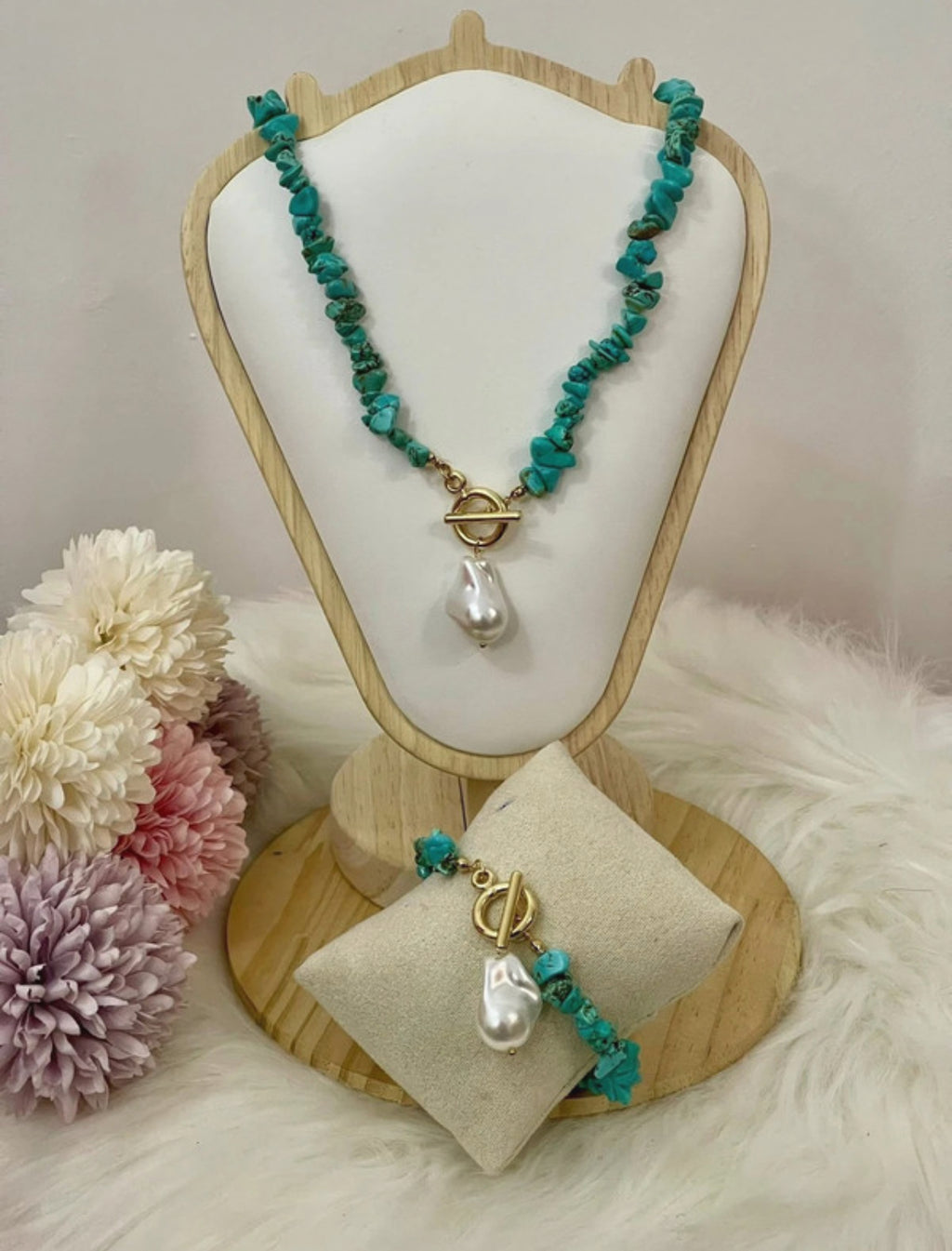 Pietra Turchese e Perla Barocca: Parure Collana e Bracciale, Protezione e Stile Unici