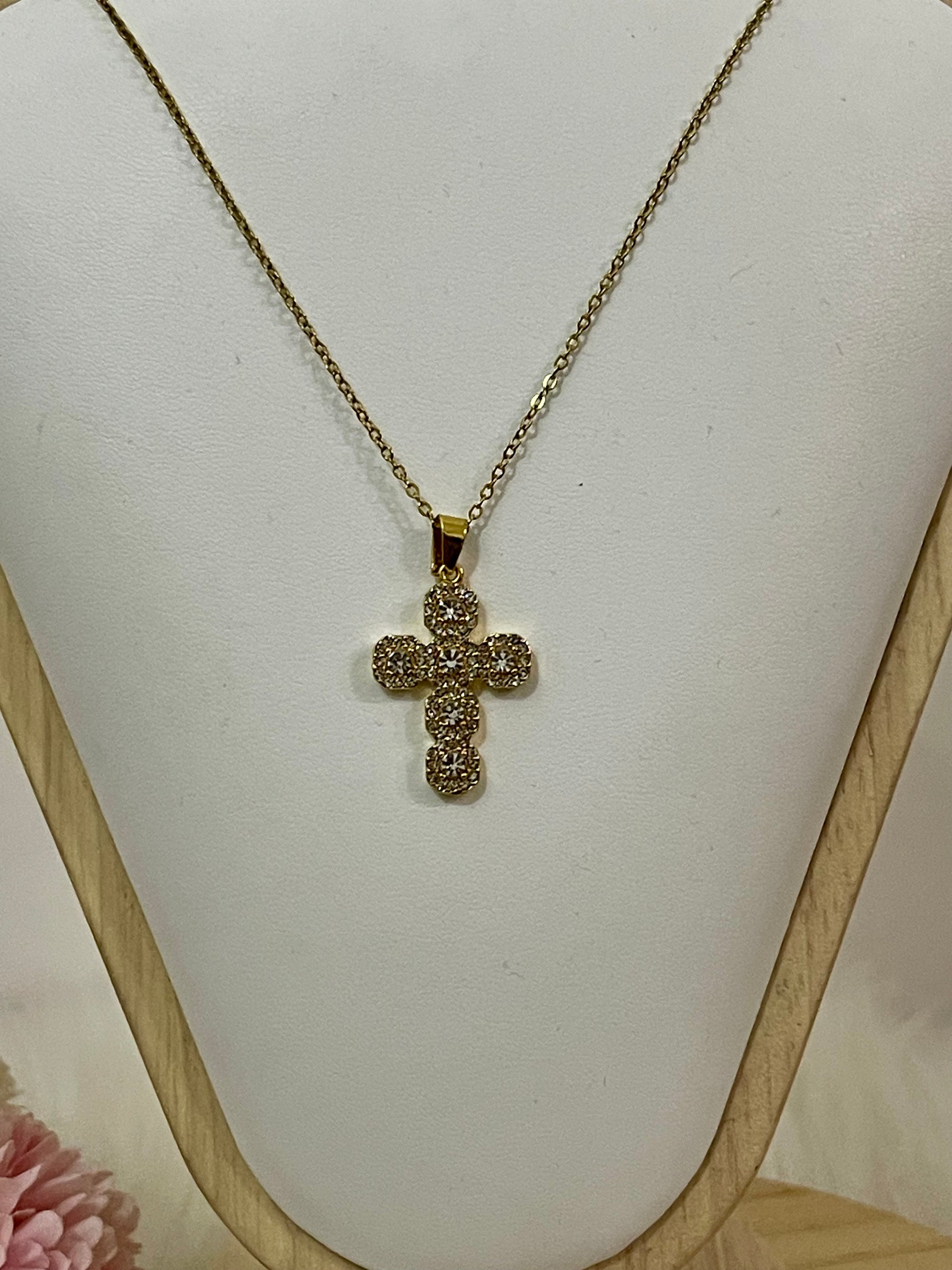 Collana Nitens con Pendente Croce Brillante in Acciaio Inossidabile – Disponibile in Oro e Argento