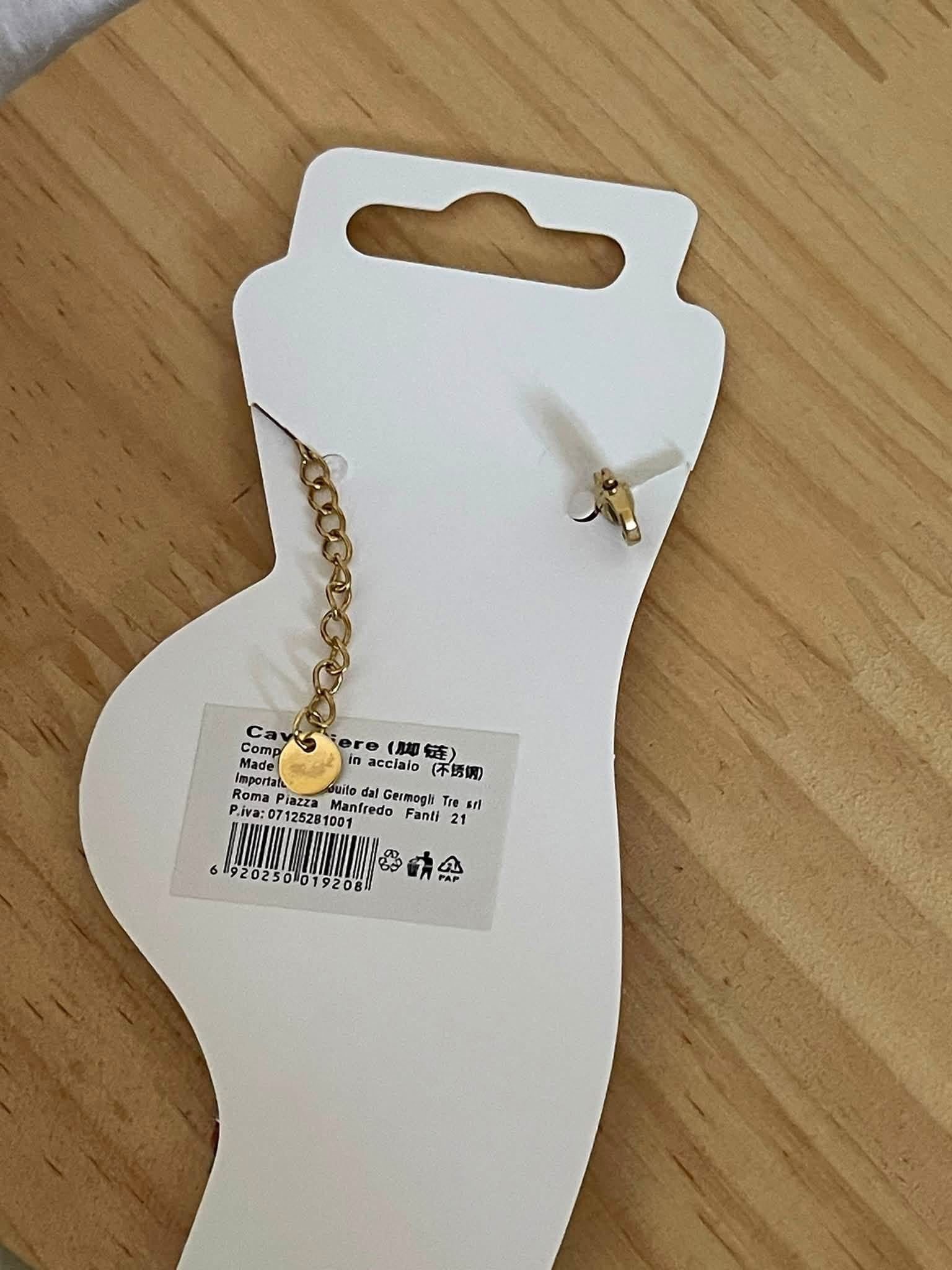 Cavigliera Calipso Estiva in Acciaio Inox con Ciondoli Mare, Stella Marina Rosa e Conchiglia Oro