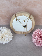 Collana Noire con pendenti a cuore in acciaio inossidabile