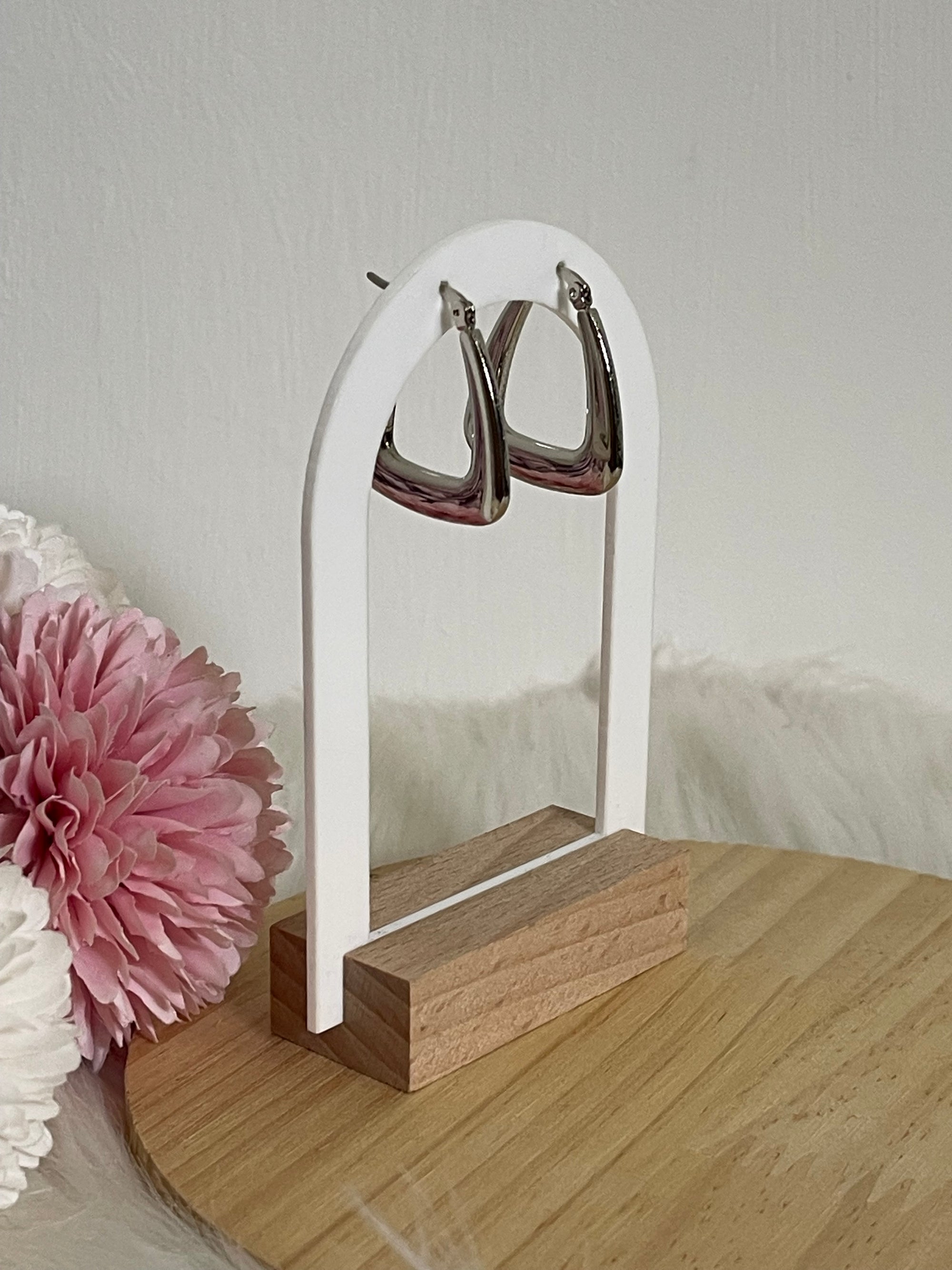 Orecchini Kyoto – Cerchi Geometrici a Triangolo in Acciaio Inox Minimalisti