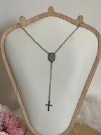 Collana Rosario Via Lucis in Acciaio Inossidabile con Perline e Croce