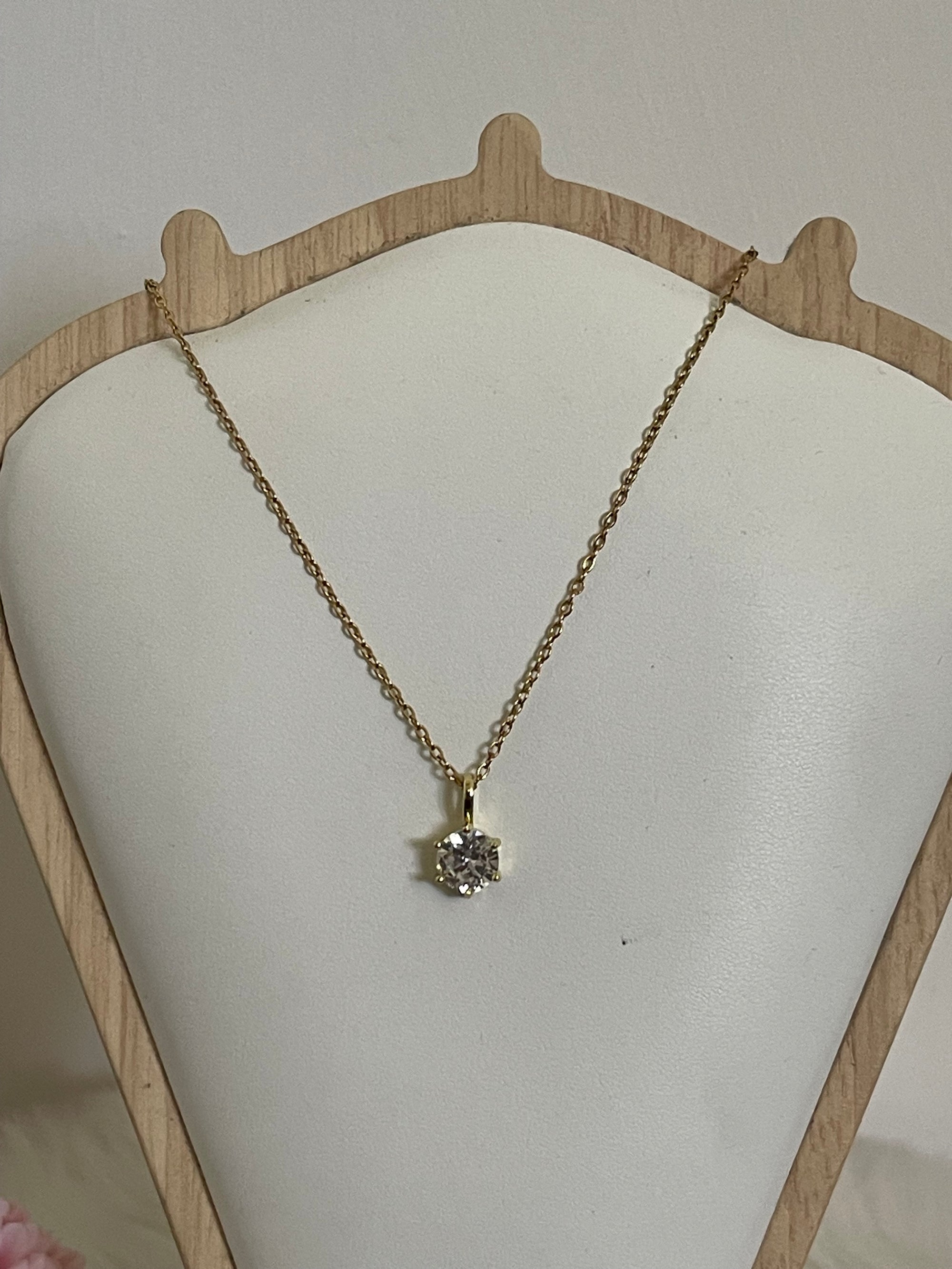 Collana Réussite Punto Luce in Acciaio Inossidabile Oro con Zircone – Idrorepellente e Anallergica