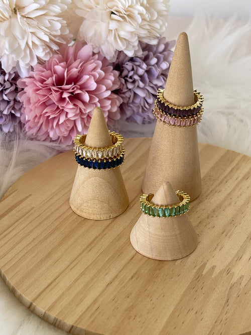 Anello Belle Époque Regolabili in Acciaio con Zirconi Colorati – Eleganza per Ogni Occasione