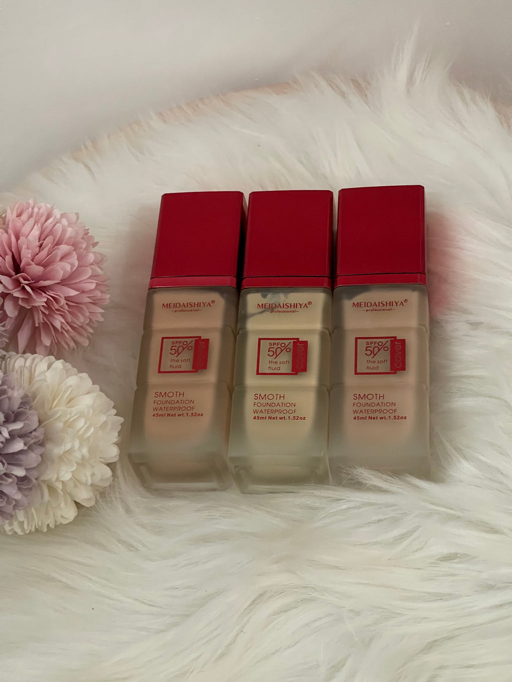 Fondotinta MEIDAISHIYA Sleek Super Cover SPF 50 – Idratante, Waterproof e Lunga Durata (45ml)