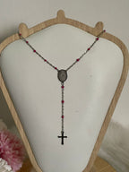 Collana Rosario Via Lucis in Acciaio Inossidabile con Perline e Croce
