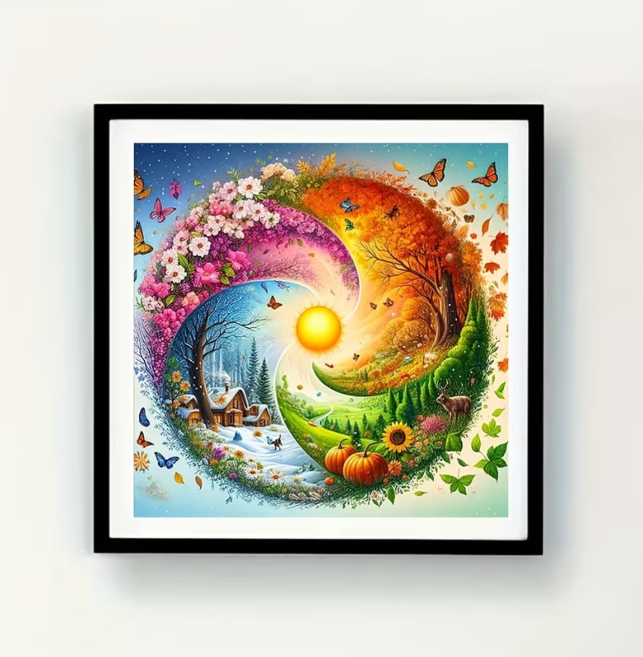 Kit Diamond Painting 5D "Ciclo delle Quattro Stagioni" - Mosaico Fai-da-Te 20x20cm