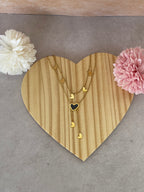 Collana Noire con pendenti a cuore in acciaio inossidabile
