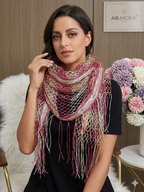 Foulard Scialle e Pareo Mare 3 in 1 con Frange Trama a Rete | AB.MIDEA