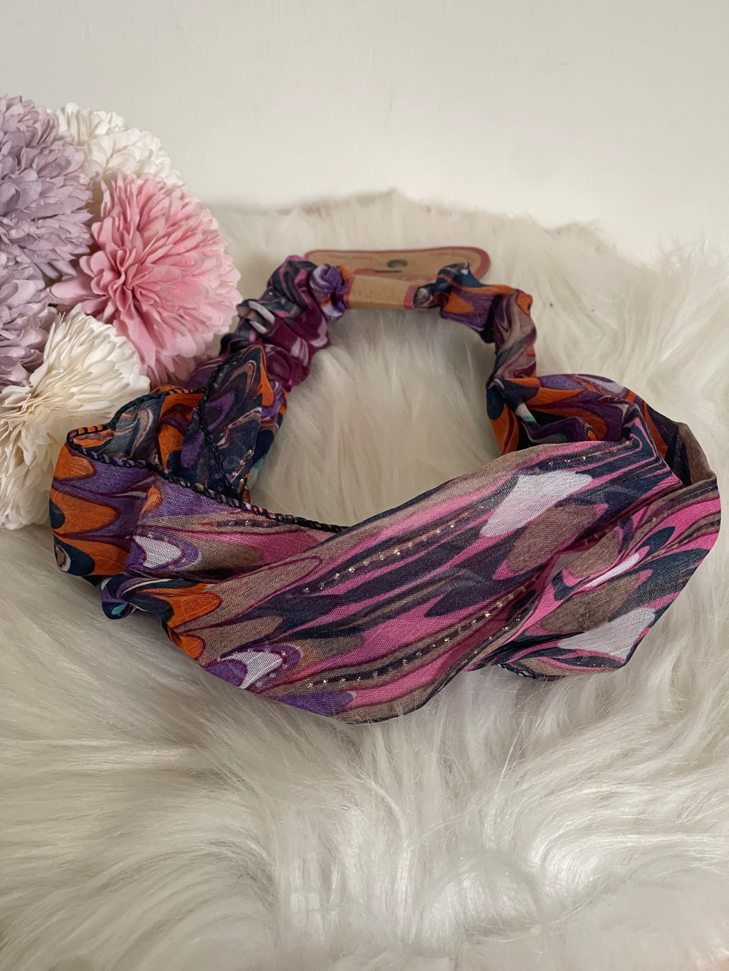 Fascia per Capelli Donna Boho-Chic Multicolore - Turbante Elastico con Stampa Artistica