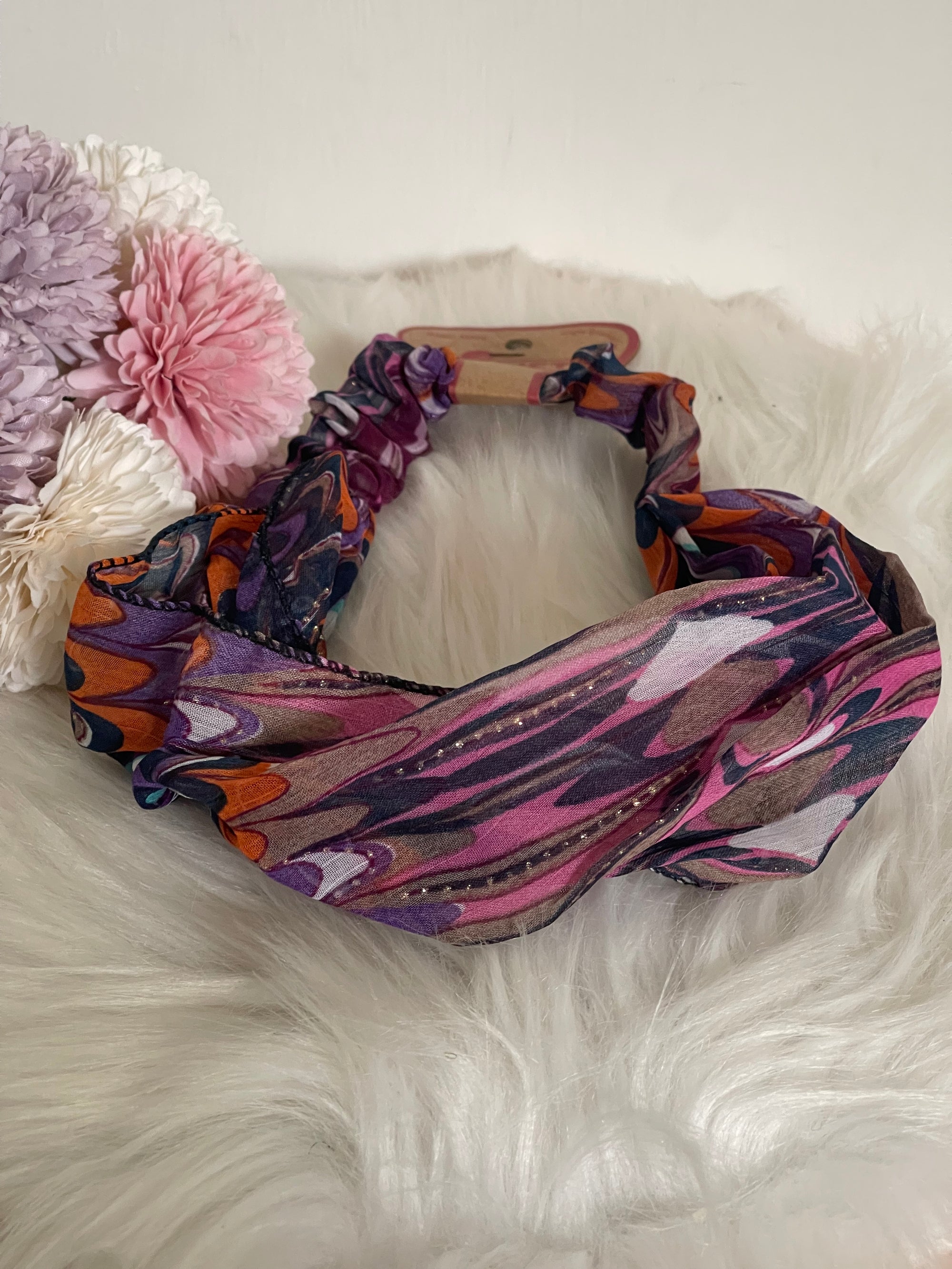 Fascia per Capelli Donna Boho-Chic Multicolore - Turbante Elastico con Stampa Artistica