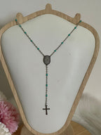 Collana Rosario Via Lucis in Acciaio Inossidabile con Perline e Croce