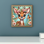 Kit Diamond Painting Completo - Cerbiatto dei Fiori (20x20cm) | Mosaico Fai-da-Te Creativo e Rilassante