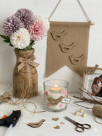 Set 3 Uccellini Decorativi in Juta Shabby Chic - 5cm | Applicazioni Artigianali per Fai da Te e Bomboniere