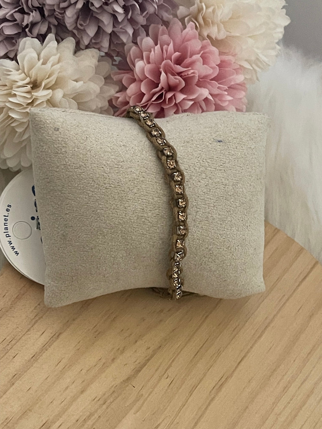Bracciale Regolabile Marina con Cordino Marrone, Cristalli Chiari e Oro – Gioielli Artigianali Mare