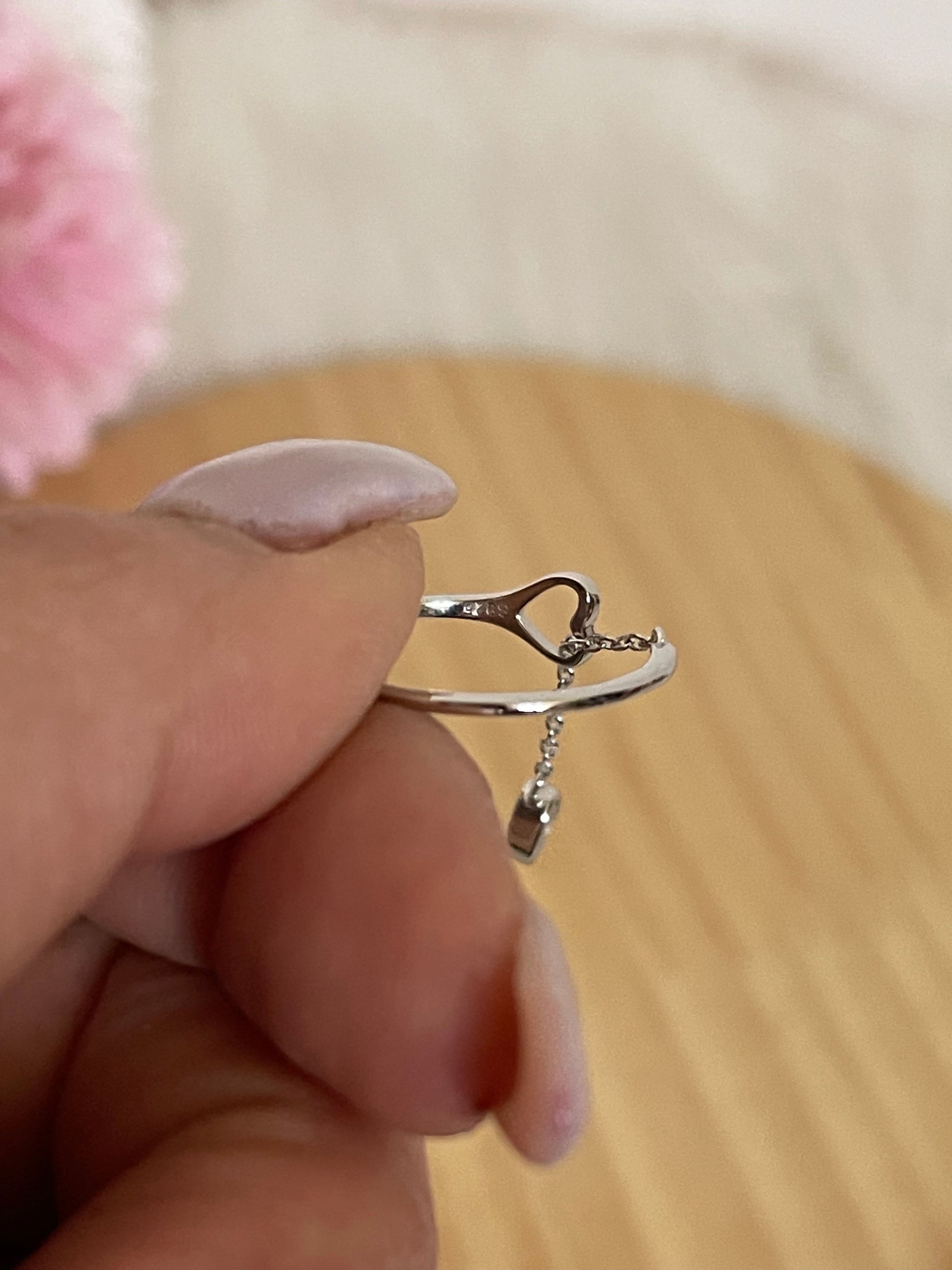 Anello Chérie Pendente con Cuore e Punto Luce in Argento 925