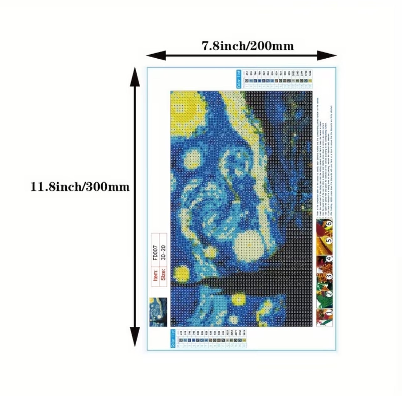 Kit Diamond Painting 5D "Notte Stellata" di Van Gogh – Arte Creativa Fai-da-Te, Relax e Arredamento Casa