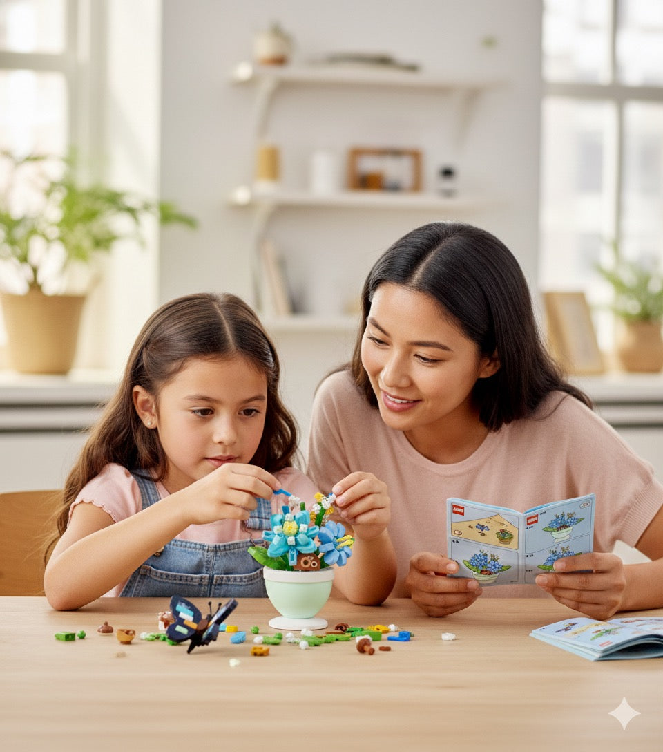 Set Costruzione Fiore in Vaso e Farfalla Mattoncini | 280 Pcs