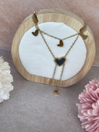 Collana Noire con pendenti a cuore in acciaio inossidabile