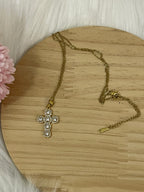 Collana Nitens con Pendente Croce Brillante in Acciaio Inossidabile – Disponibile in Oro e Argento