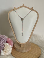 Collana Rosario Via Lucis in Acciaio Inossidabile con Perline e Croce
