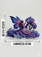 Decorazione Fatina Fantasy con Fiore Viola – Scultura Decorativa da Tavolo 20 cm