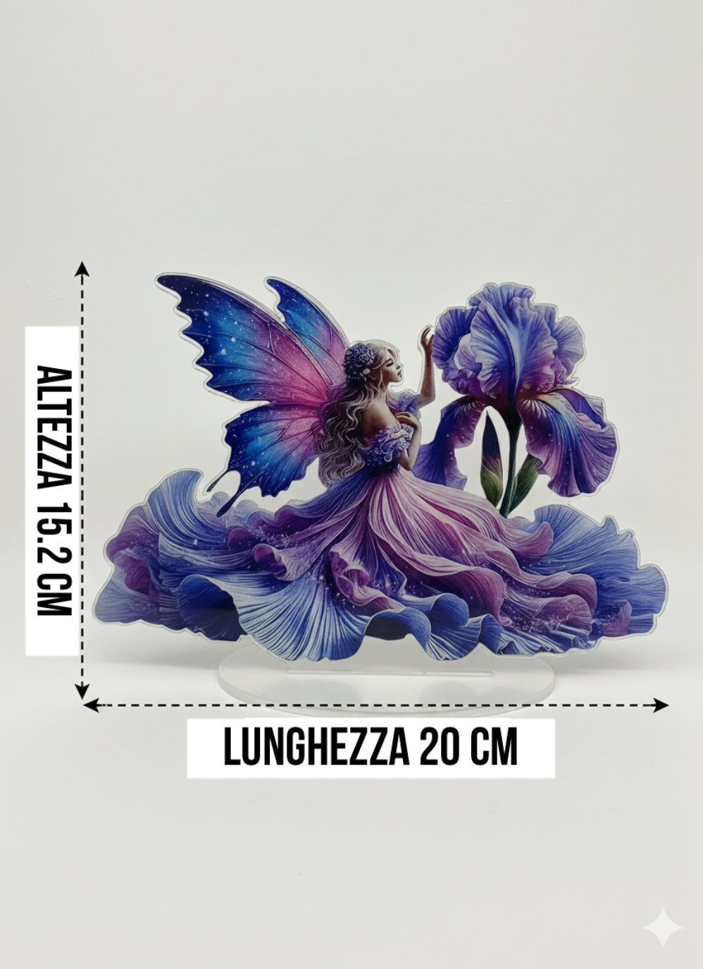 Decorazione Fatina Fantasy con Fiore Viola – Scultura Decorativa da Tavolo 20 cm