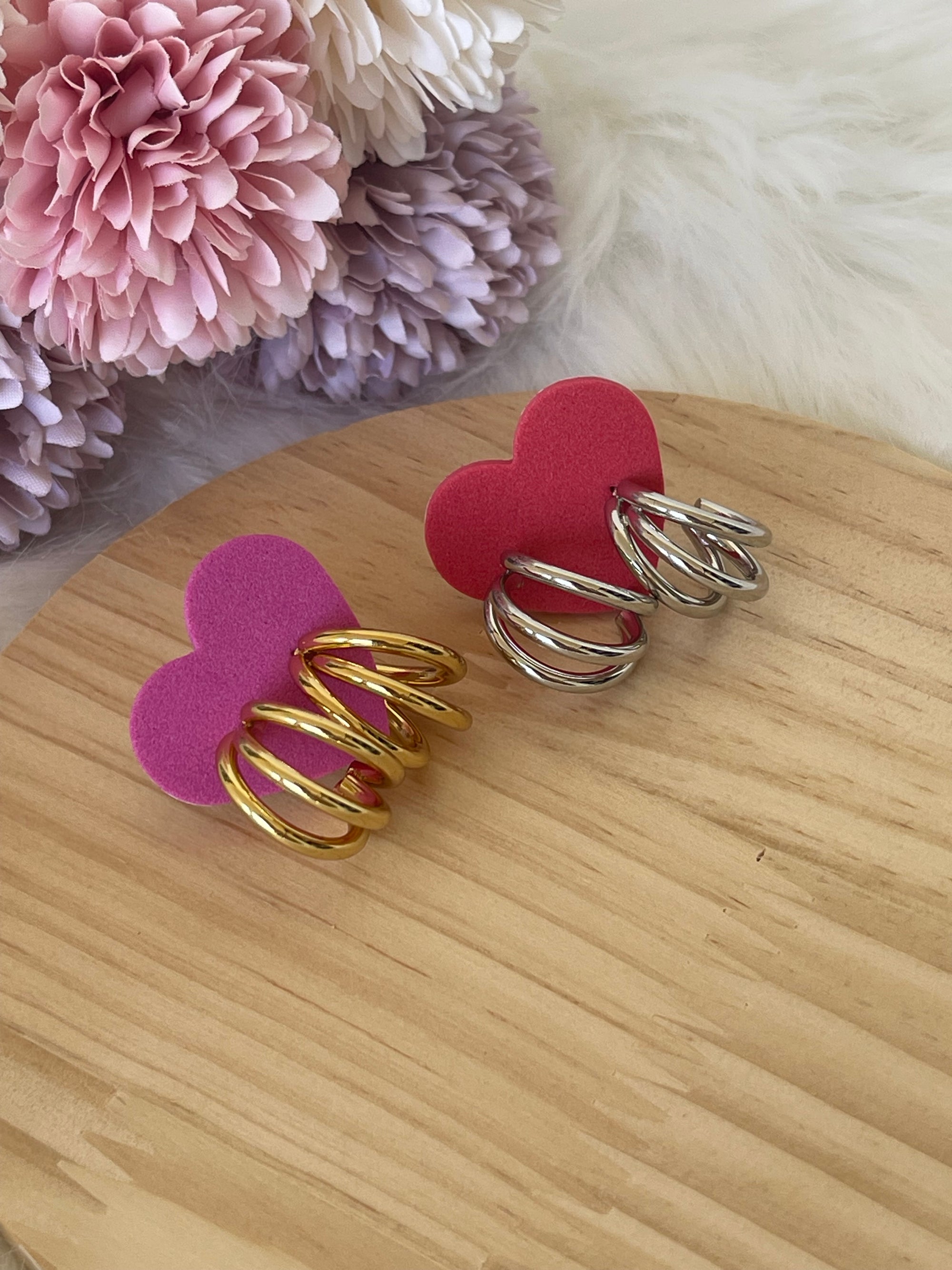 Orecchini Triana a Cerchio Triplo in Acciaio Inossidabile - Design Minimal a 3 Fasce - Oro e Argento