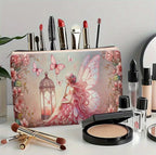 Borsa Trucco Portatrucchi Fairy Core - Beauty Case da Viaggio con Stampa Fata e Farfalle - Pochette Makeup Grande Capacità