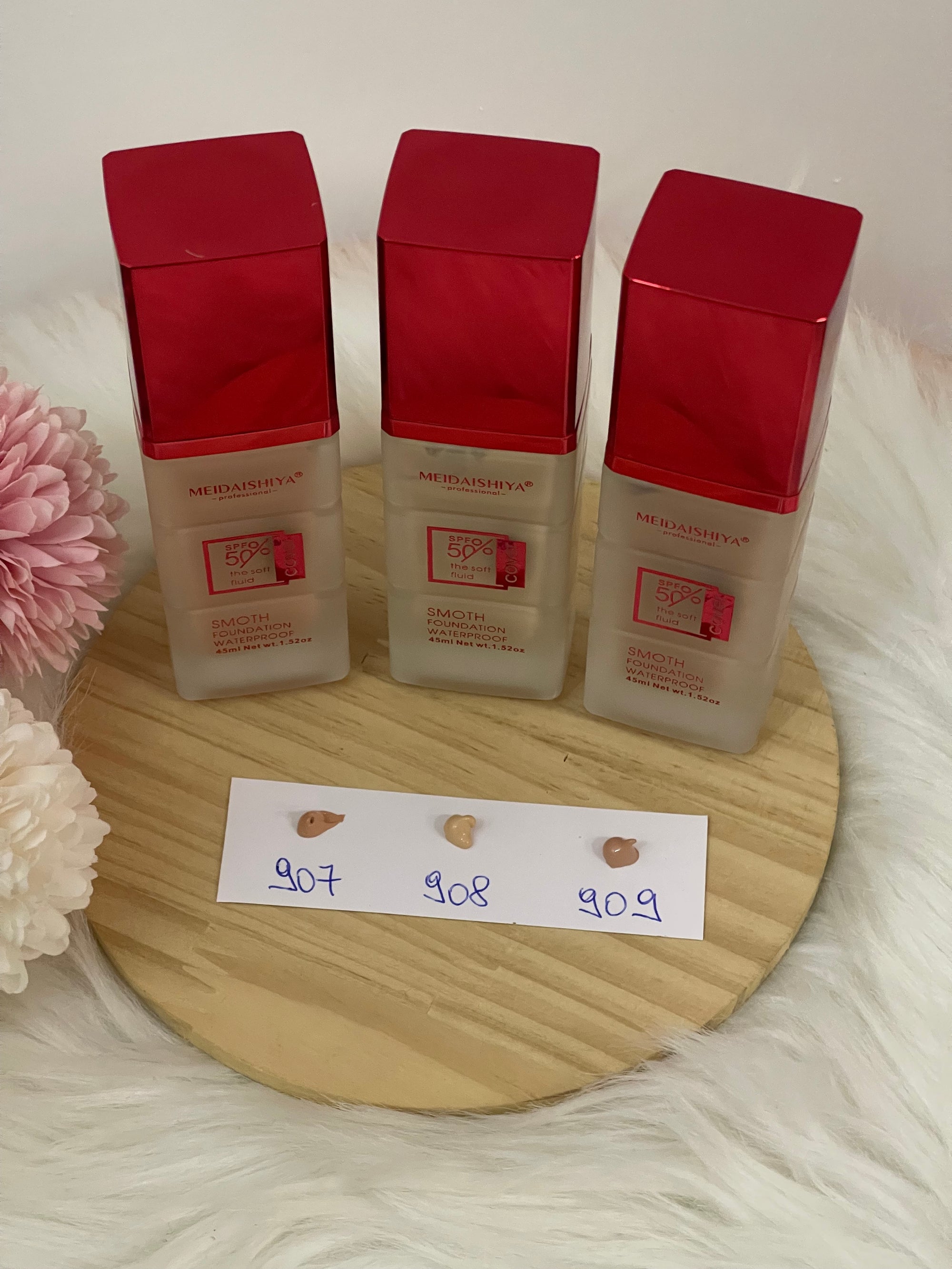 Fondotinta MEIDAISHIYA Sleek Super Cover SPF 50 – Idratante, Waterproof e Lunga Durata (45ml)