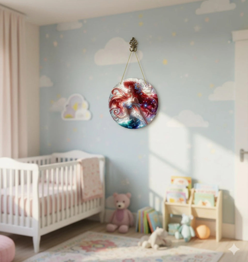 Ornamento Sirena Vetrata Artistica - Decorazione Ariel Stained Glass - Regalo Fan Disney Esclusivo