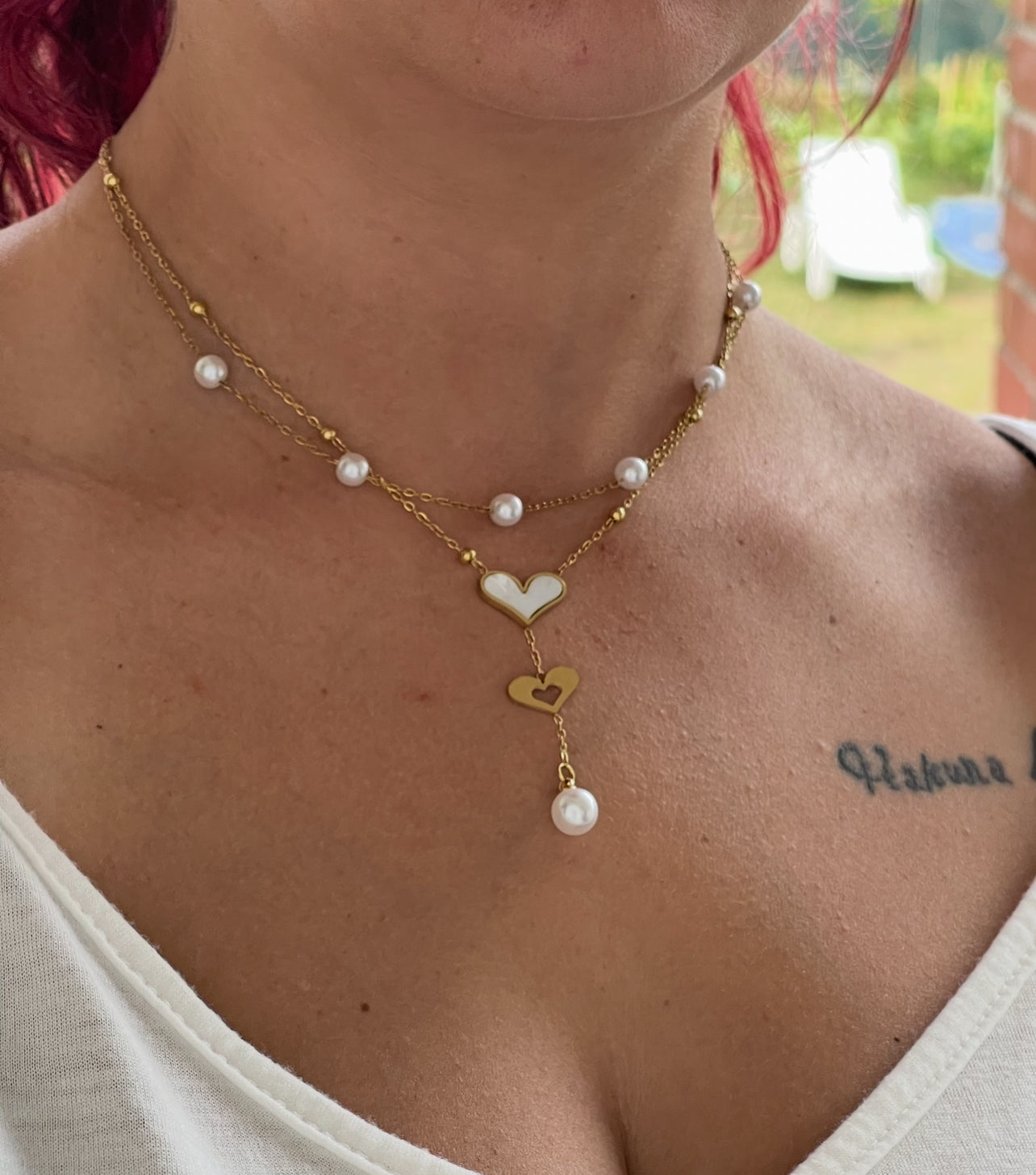Collana Aurielle Cuore e Perle in Acciaio Inossidabile – Eleganza e Significato in un Solo Gioiello