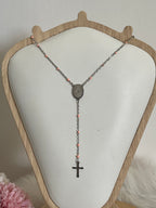 Collana Rosario Via Lucis in Acciaio Inossidabile con Perline e Croce