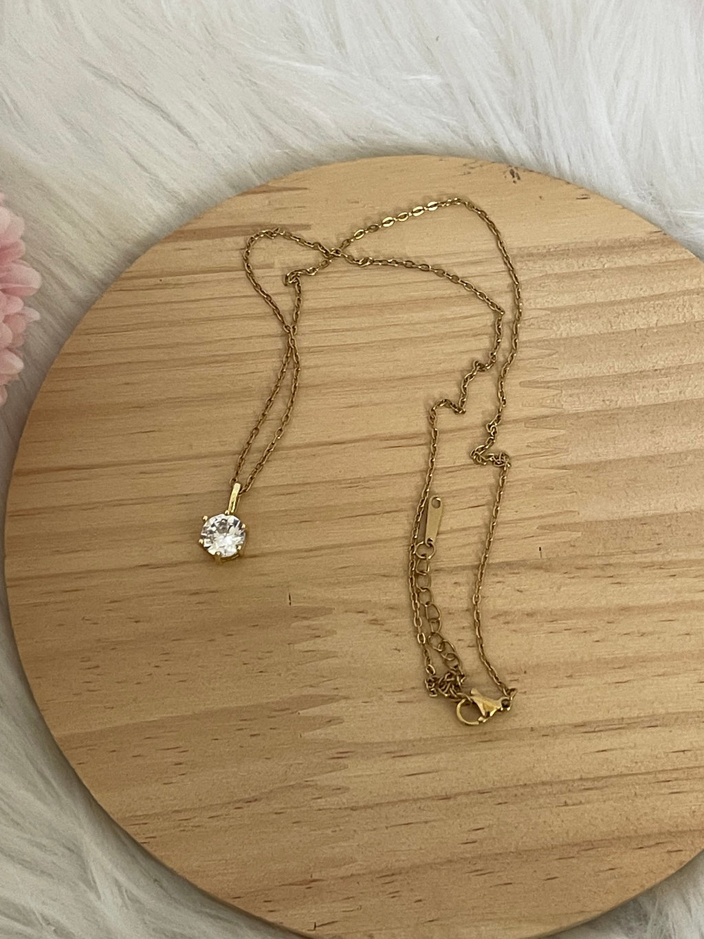 Collana Réussite Punto Luce in Acciaio Inossidabile Oro con Zircone – Idrorepellente e Anallergica