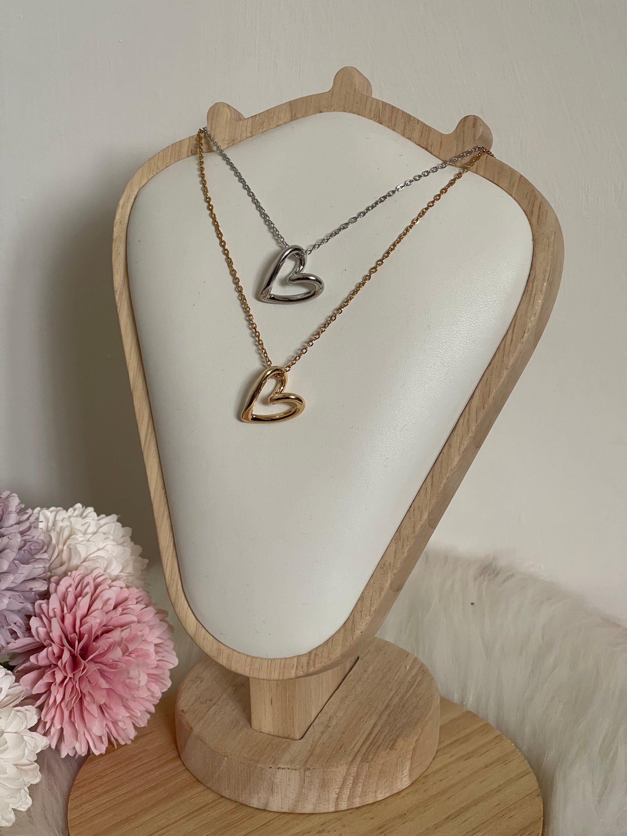 Collana Fluid Heart - Pendente a Cuore Stilizzato in Acciaio Inossidabile