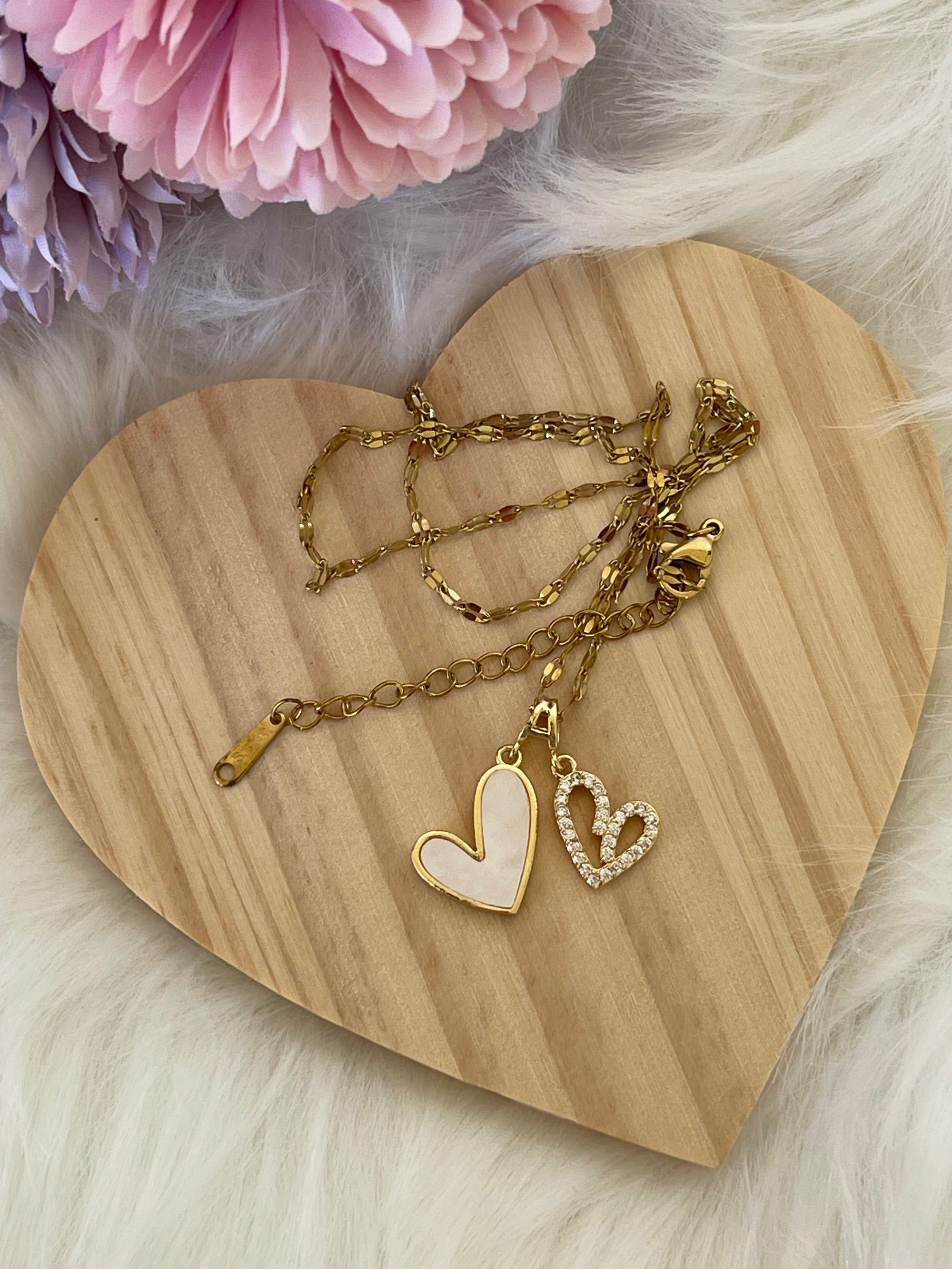 Collana Dafne Cuori Elegante in Acciaio Inossidabile Dorato Regolabile - Regalo Perfetto