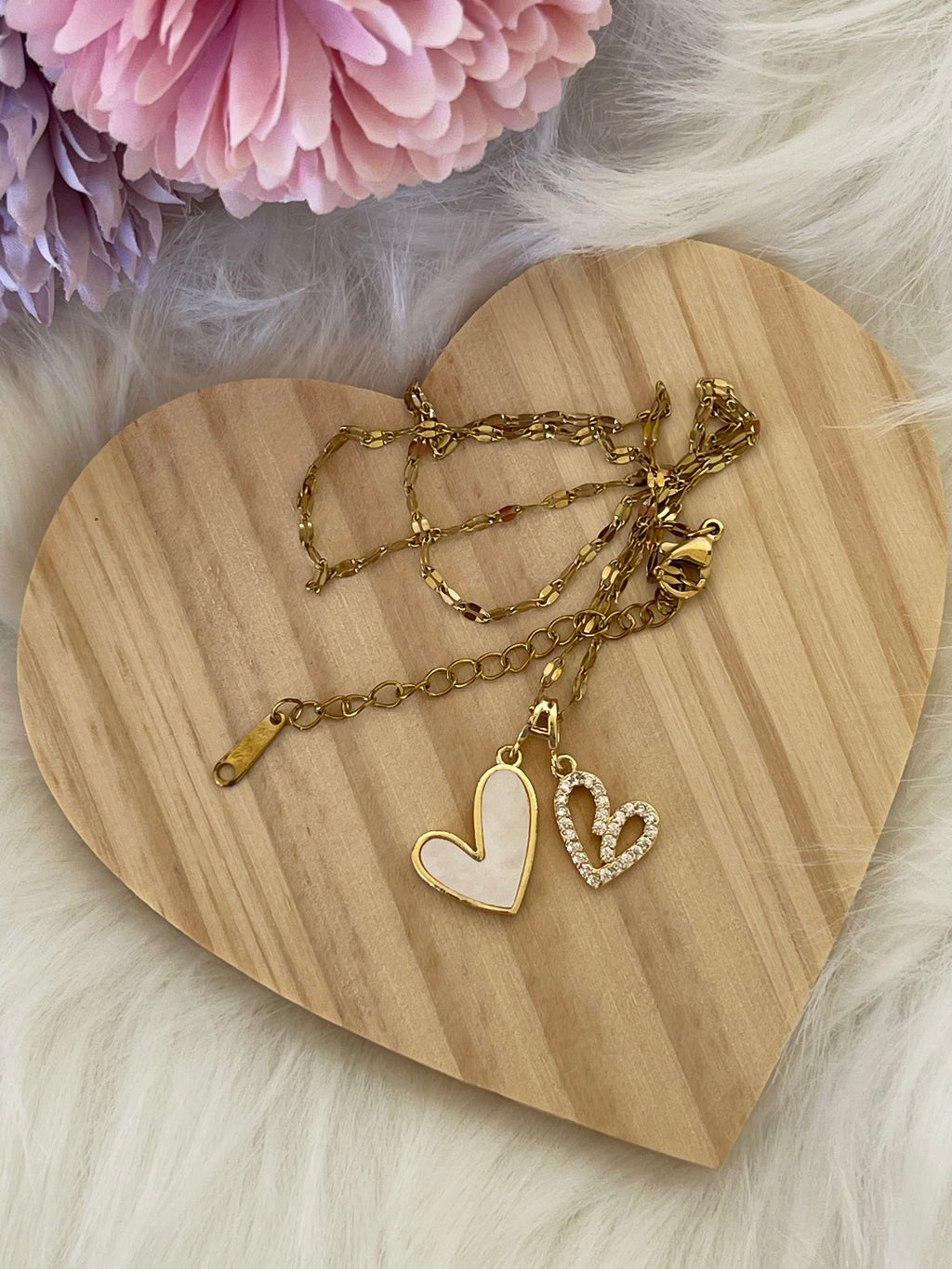 Collana Dafne Cuori Elegante in Acciaio Inossidabile Dorato Regolabile - Regalo Perfetto