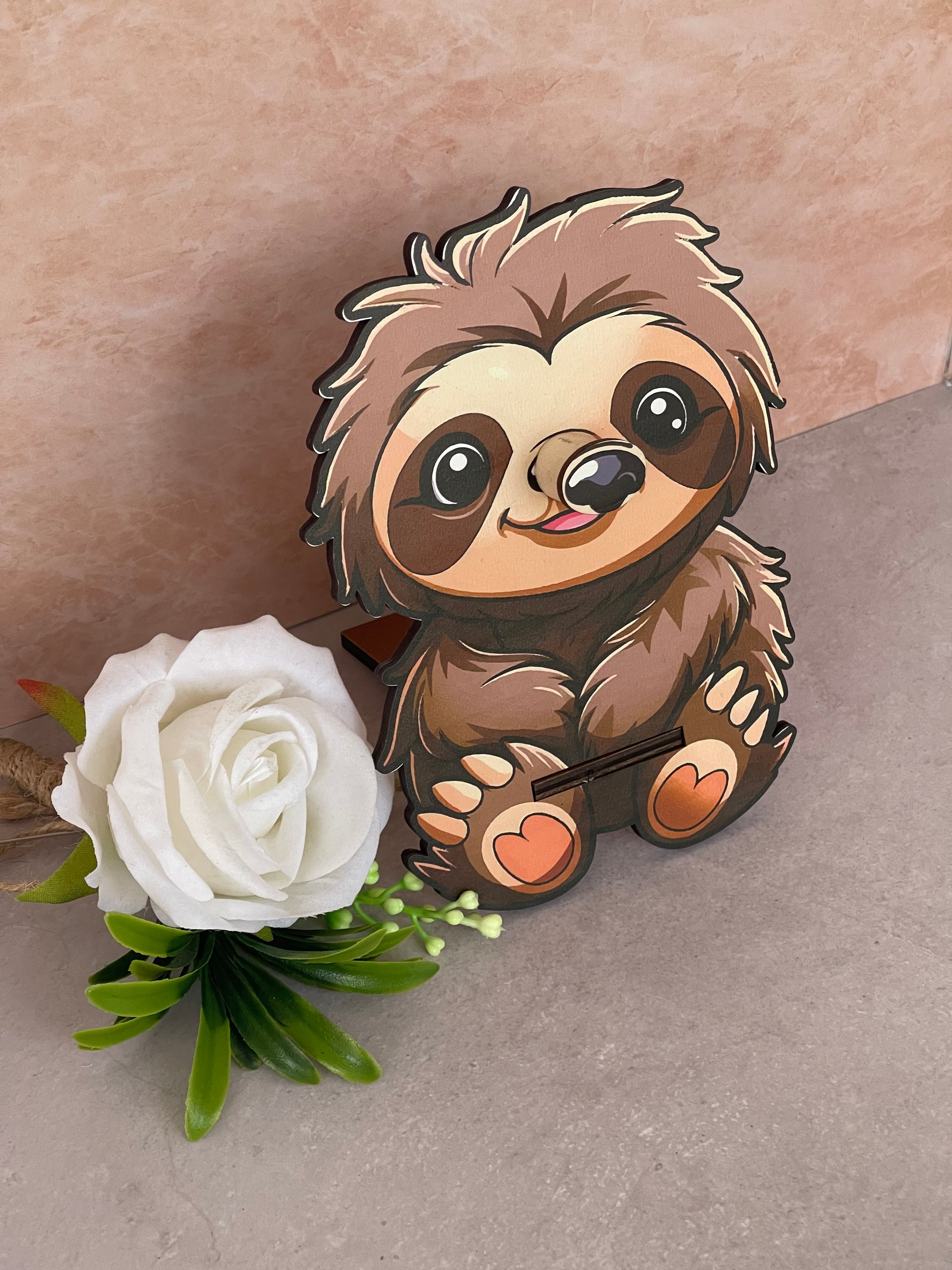 Porta Occhiali da Scrivania in Legno a Forma di Bradipo | Supporto Originale per Occhiali da Vista e Sole