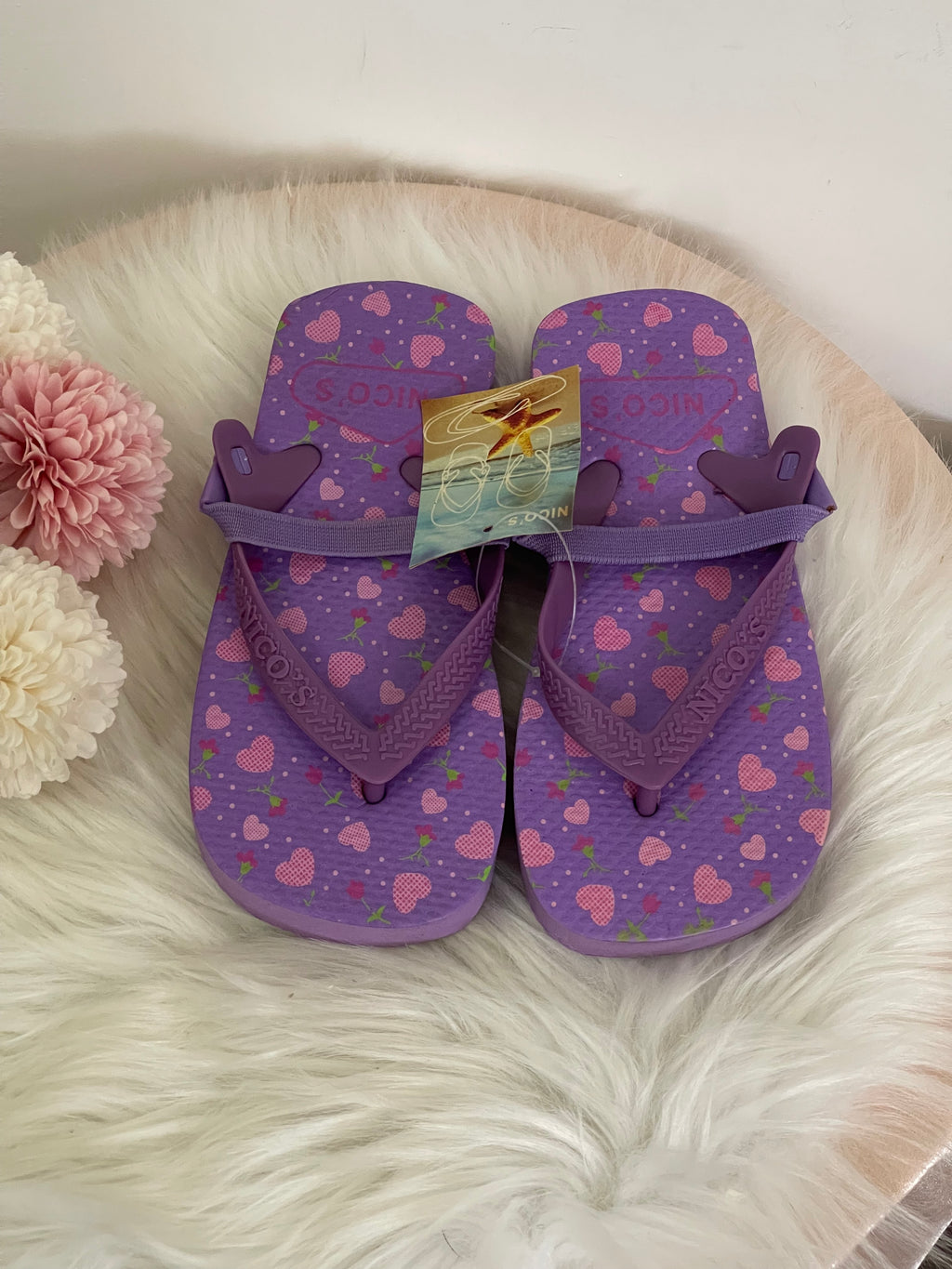 Infradito Bambina con Laccio Elastico Nico's - Ciabattine Mare Viola con Cuoricini